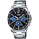 CASIO 低調奢華三針三眼風格不鏽鋼錶(MTP-1374D-2A)藍/44mm product thumbnail 1