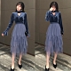 【韓國K.W.】甜心女孩雪紡收腰修身洋裝-2色 product thumbnail 1