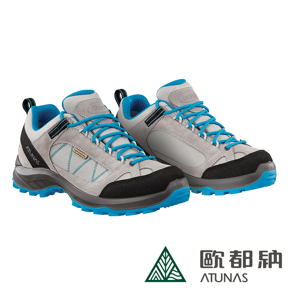 【ATUNAS 歐都納】女防水透氣耐磨防滑低筒登山鞋/健行鞋GC-1805灰藍