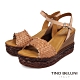 Tino Bellini 歐洲進口編織工藝繫踝厚底楔型涼鞋-淺駝 product thumbnail 1