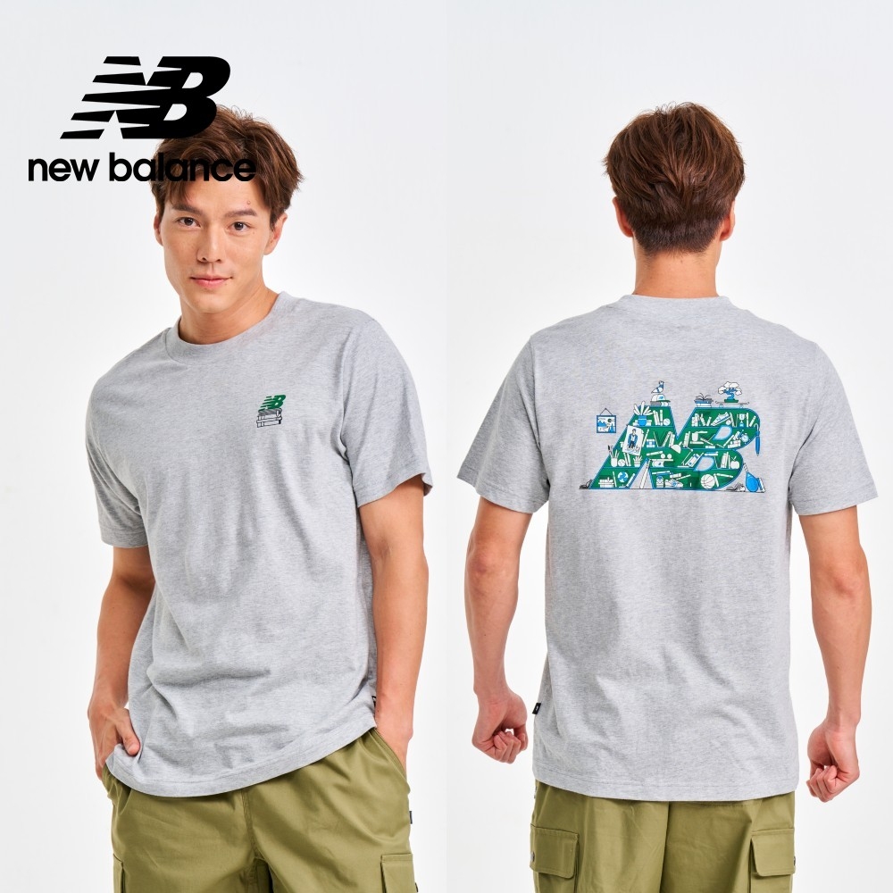 【New Balance】 NB書櫃插畫短袖上衣_男性_灰色_MT41586AG