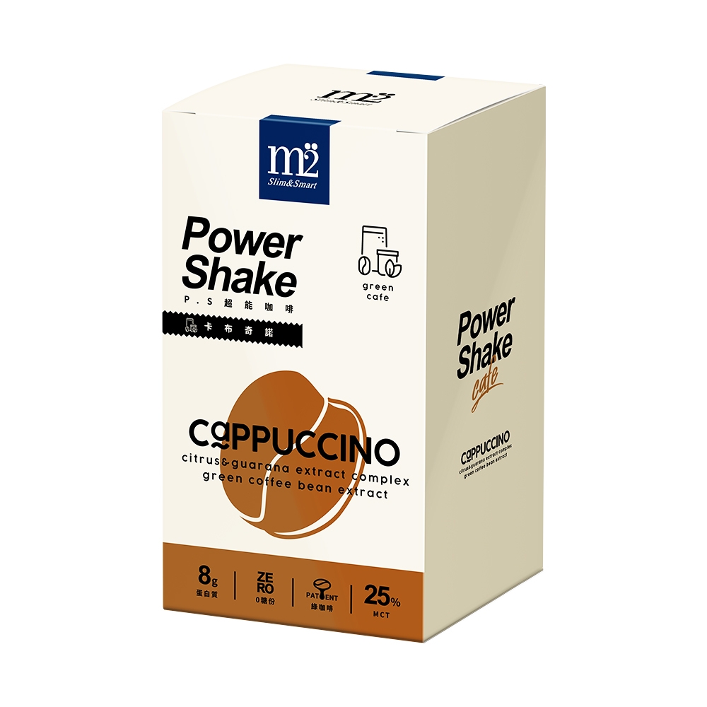 【m2 美度】PowerShake 超能咖啡-卡布奇諾(16gx7入)/盒