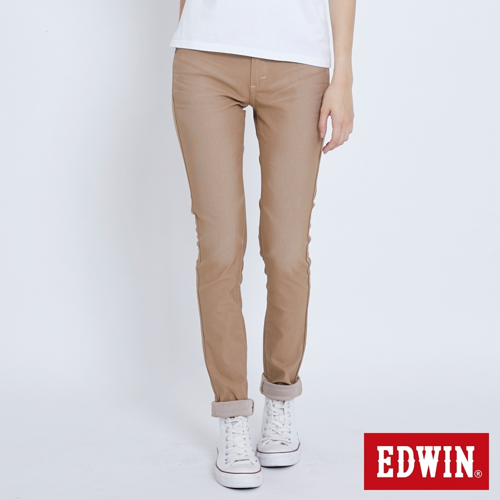 EDWIN JERSEYS 迦績 修身極彈 窄直筒牛仔褲-女-淺卡其