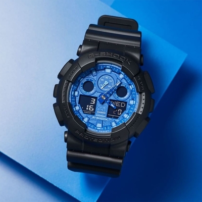 CASIO 卡西歐 G-SHOCK 藍色變形蟲系列手錶 迎春好禮 GA-100BP-1A