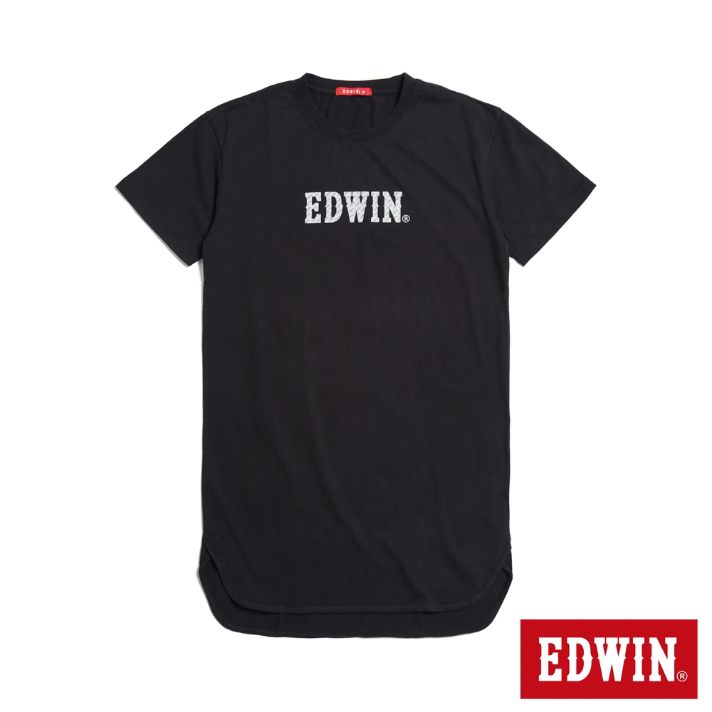 EDWIN 人氣復刻款 經典LOGO長版短袖T恤-女-黑色