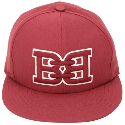 BALLY B-Chain 雙B字母刺繡補丁棉質帆布棒球帽(紅色)