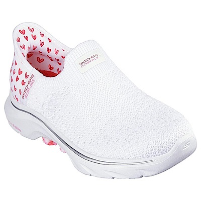 Skechers Go Walk 7 James Goldcrown [125239WPK] 女 健走鞋 聯名 愛心 白粉