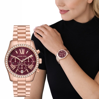 Michael Kors MK Lexington 時尚三眼計時晶鑽女錶-38mm MK7275