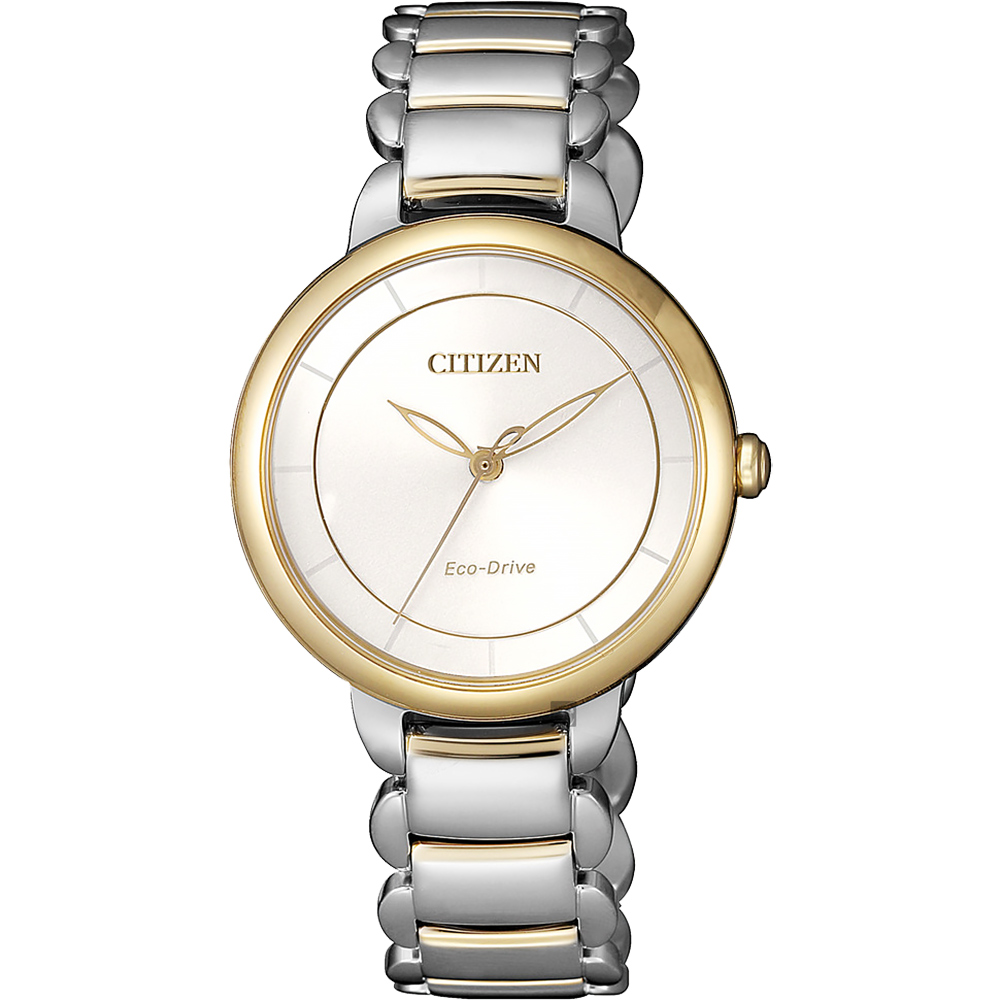 CITIZEN 星辰 L系列光動能極簡女錶(EM0674-81A)-銀x金圈/30.5mm