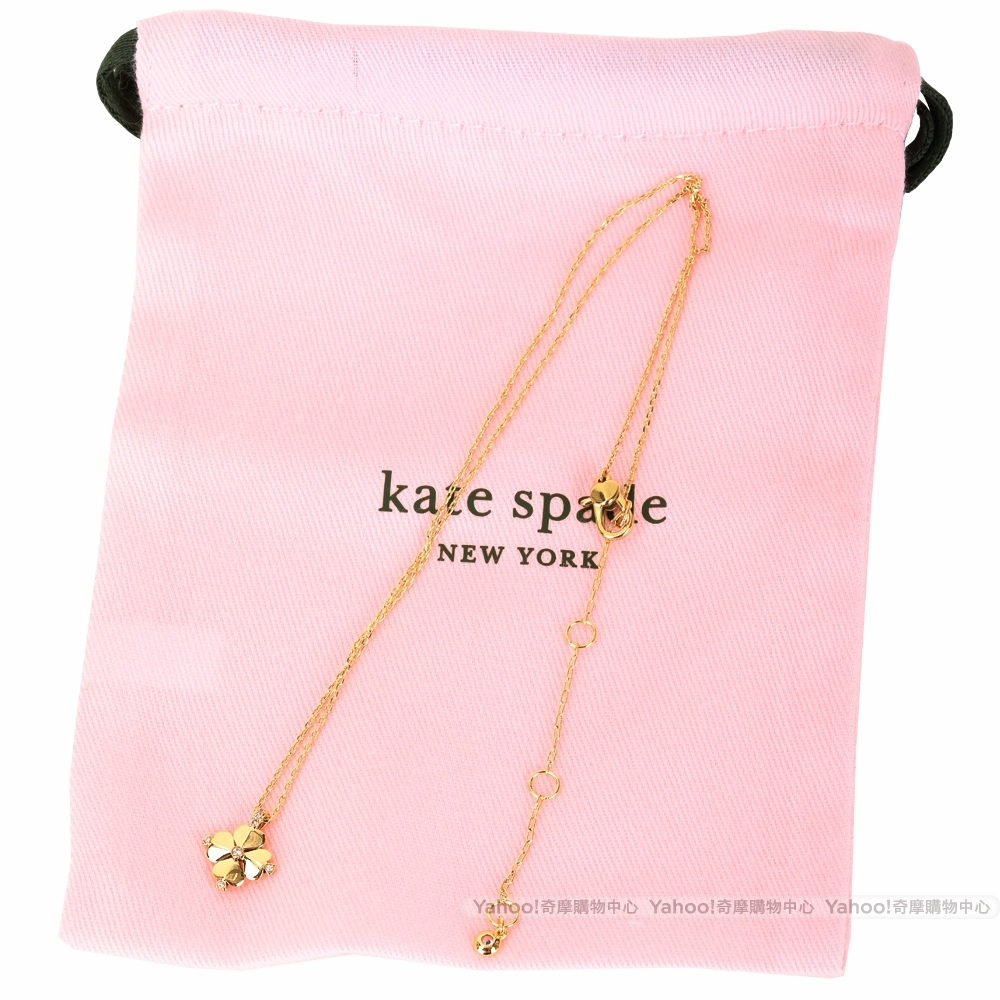 Kate Spade 鑲鑽四葉幸運草金色項鍊| 飾品| Yahoo奇摩購物中心