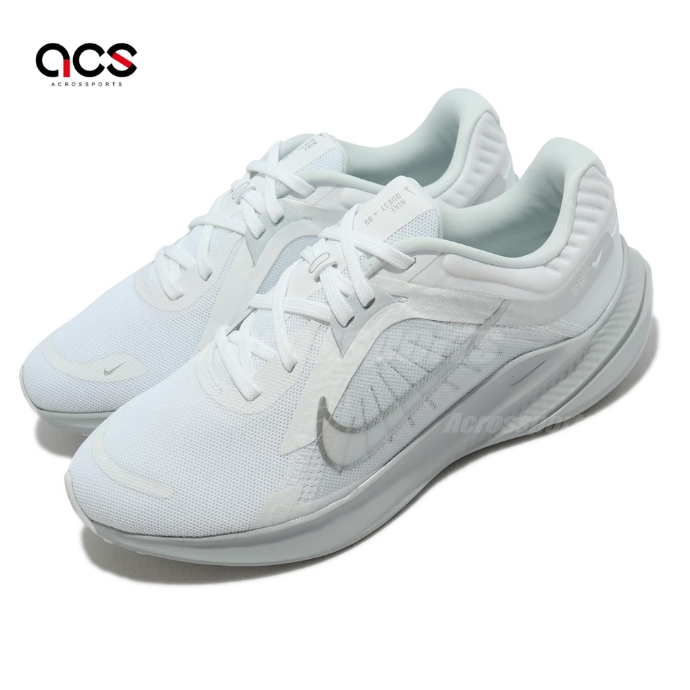 Nike 慢跑鞋 Wmns Quest 5 白 銀 女鞋 透氣 網布 回彈 運動鞋 路跑 跑步 DD9291-100