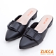 ZUCCA-皮革方扣尖頭平底拖鞋-黑-z6811bk product thumbnail 1
