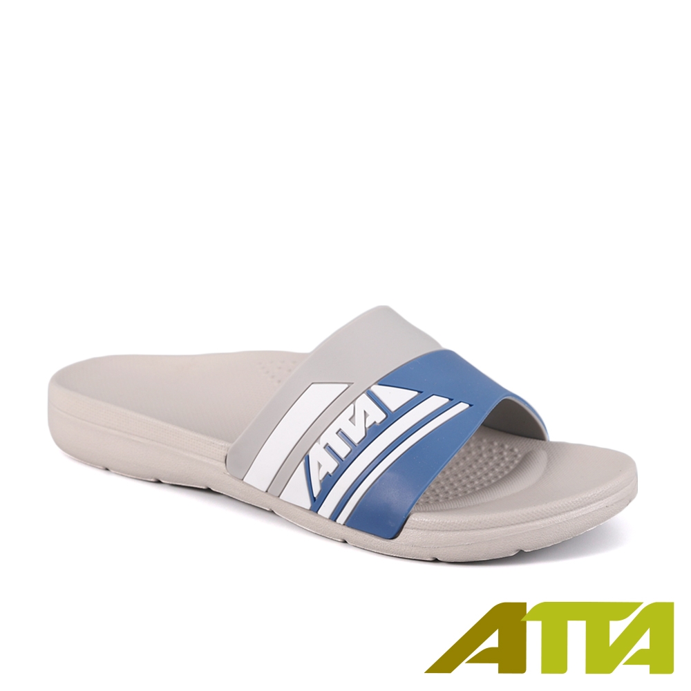 ATTA 運動風圖紋室外拖鞋-灰藍
