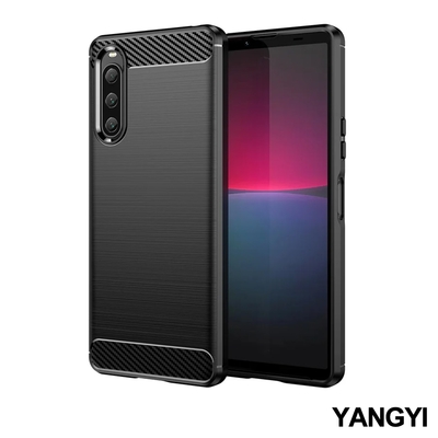 YANGYI揚邑 Sony Xperia 10 V 碳纖維拉絲紋軟殼散熱防震抗摔手機殼-黑