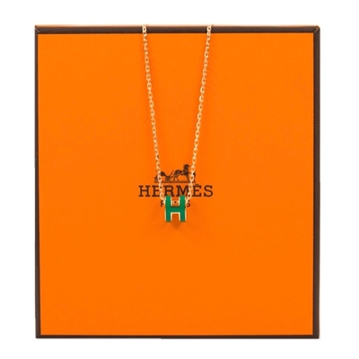 HERMES mini POP H 項鍊 (孔雀綠 x 金鍊) Malachite