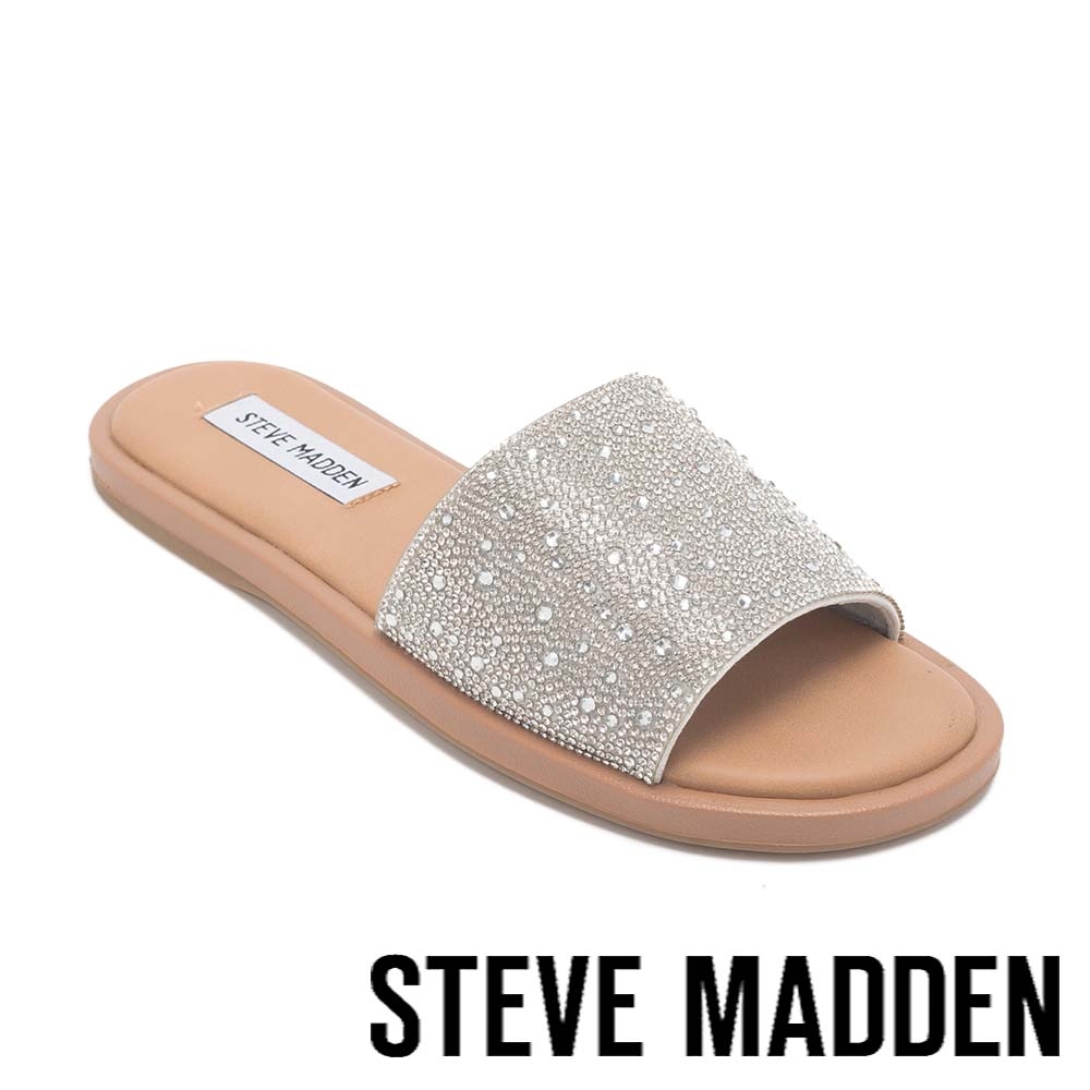 STEVE MADDEN-SIENNA-R 鑽面平底涼拖鞋-銀色