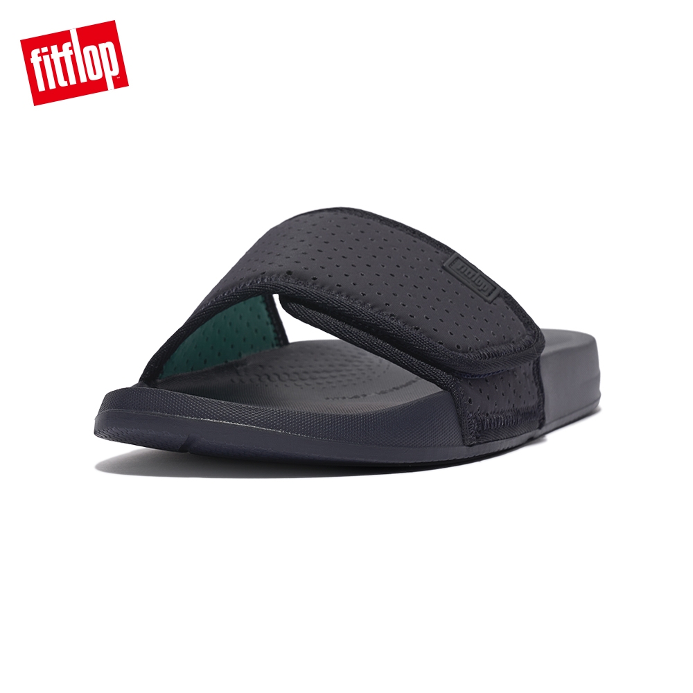 【FitFlop】IQUSHION ADJUSTABLE WATER-RESISTANT PERF SLIDES輕量人體工學一片式涼鞋-男(午夜藍/大溪地藍)