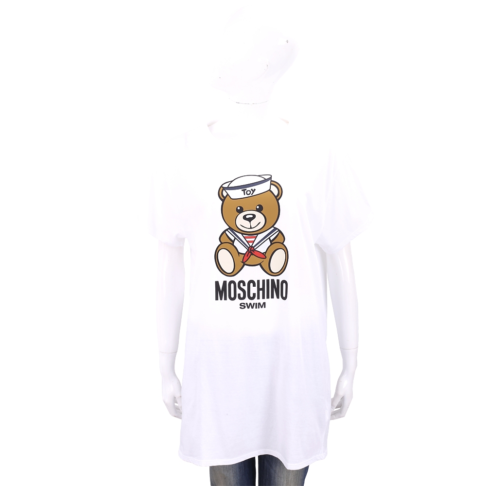 MOSCHINO Swim 水手泰迪熊寶寶白色長版棉質T恤