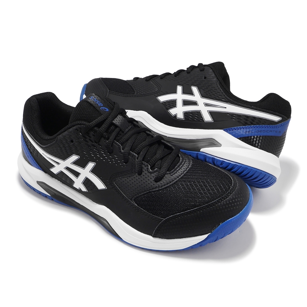 Asics 網球鞋GEL-Dedicate 8 2E 男鞋寬楦黑藍支撐緩衝運動鞋亞瑟士 