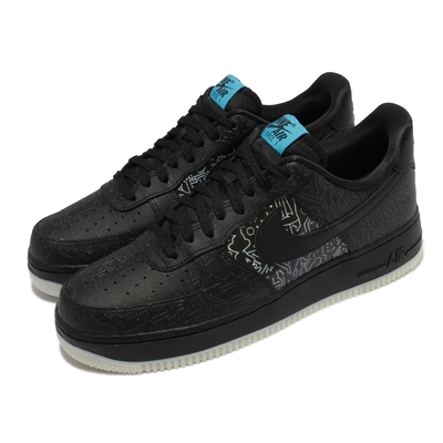 Nike 休閒鞋 Air Force 1 07 運動 男女鞋 怪物奇兵 夜光鞋底 反光 情侶穿搭 黑 藍 DH5354-001