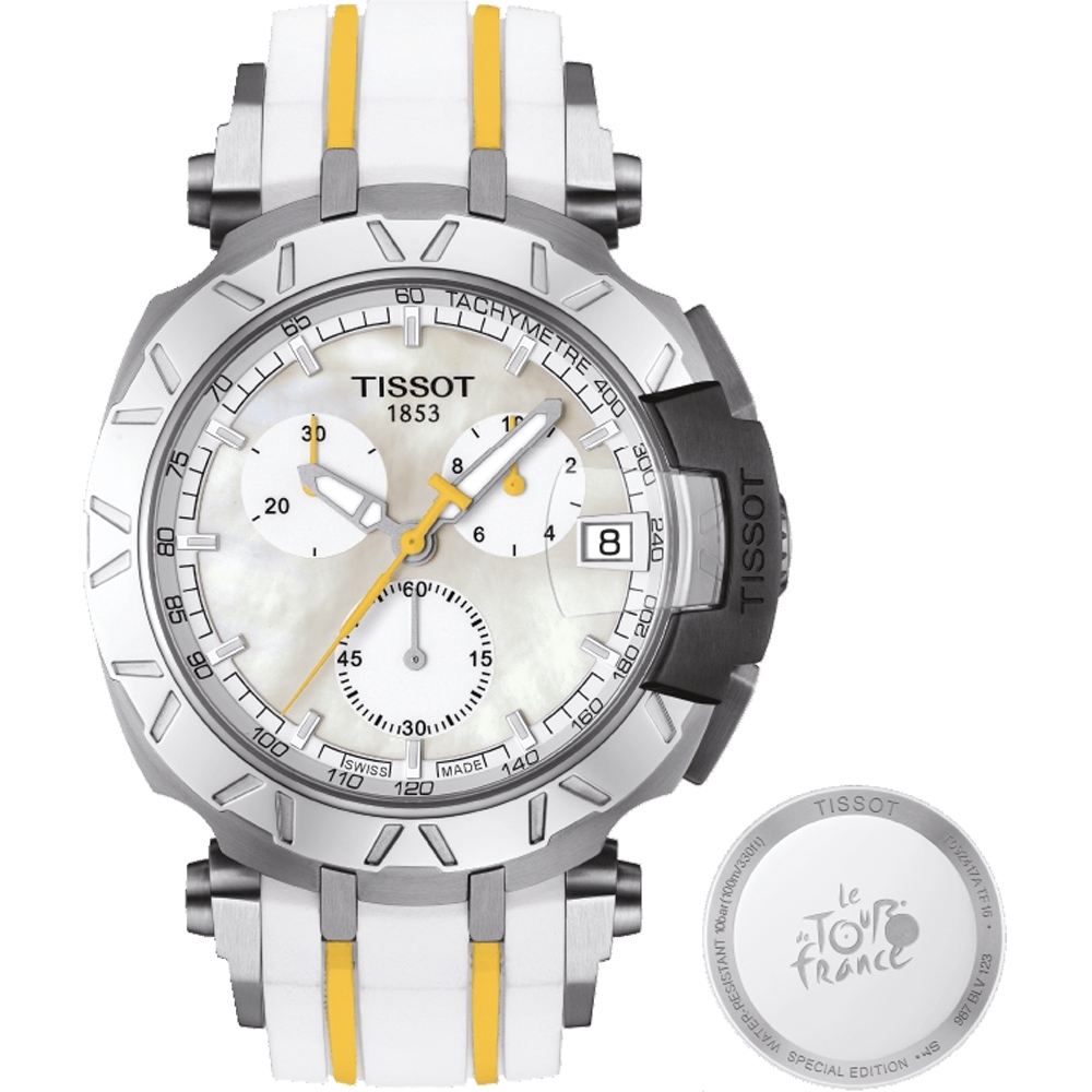 TISSOT 天梭 官方授權 T-RACE 環法自行車賽特別版計時腕錶-珍珠貝/45mm T0924171711100
