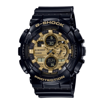 CASIO卡西歐 G-SHOCK 黑金 人氣雙顯 GA-140GB-1A1_51.2mm