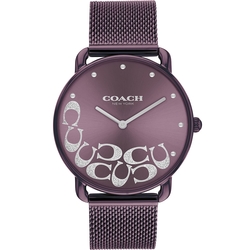 COACH Elliot 金屬光C字紫色米蘭帶女錶 送禮推薦 CO14504339