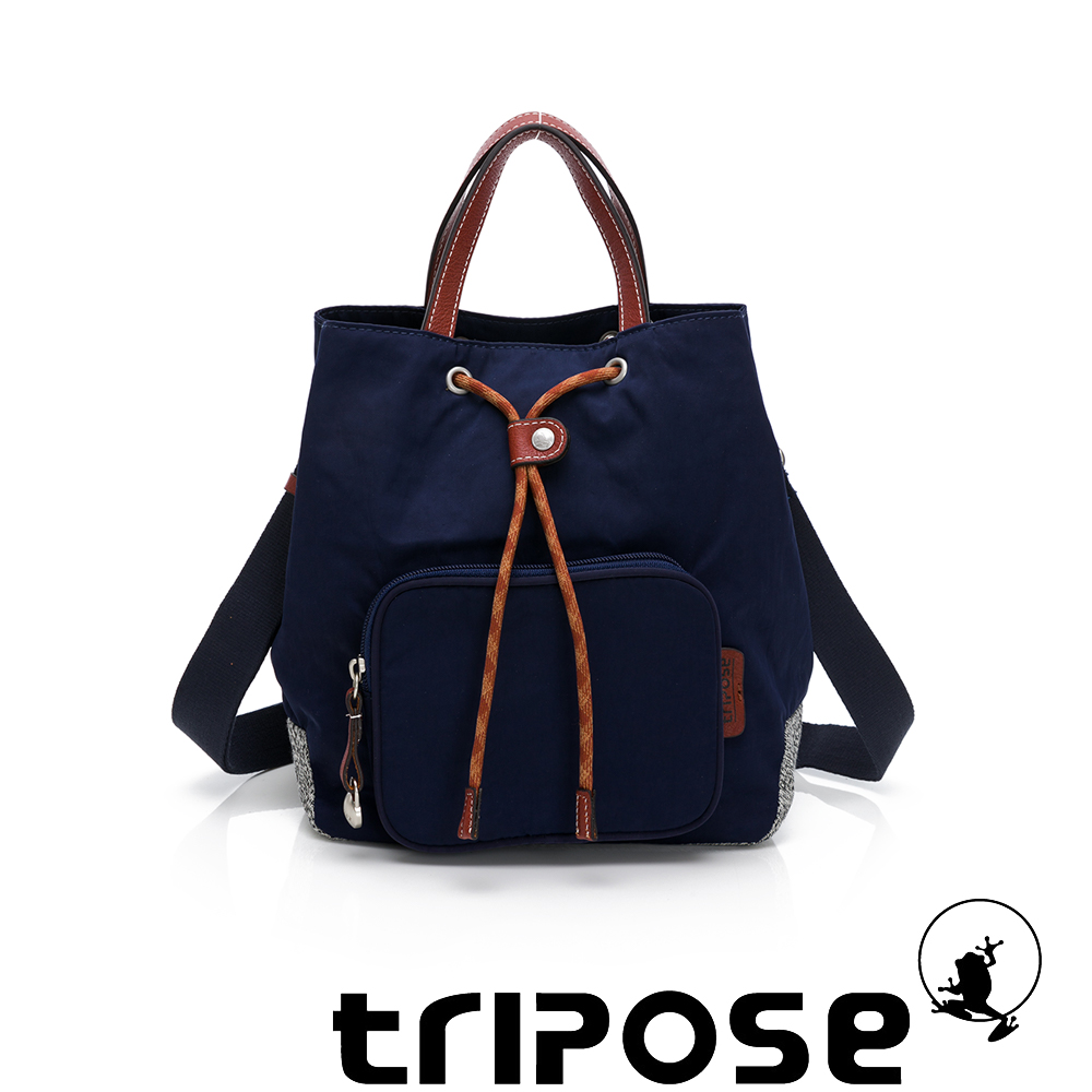 tripose 漫遊系列岩紋手提斜背水桶包 深海藍