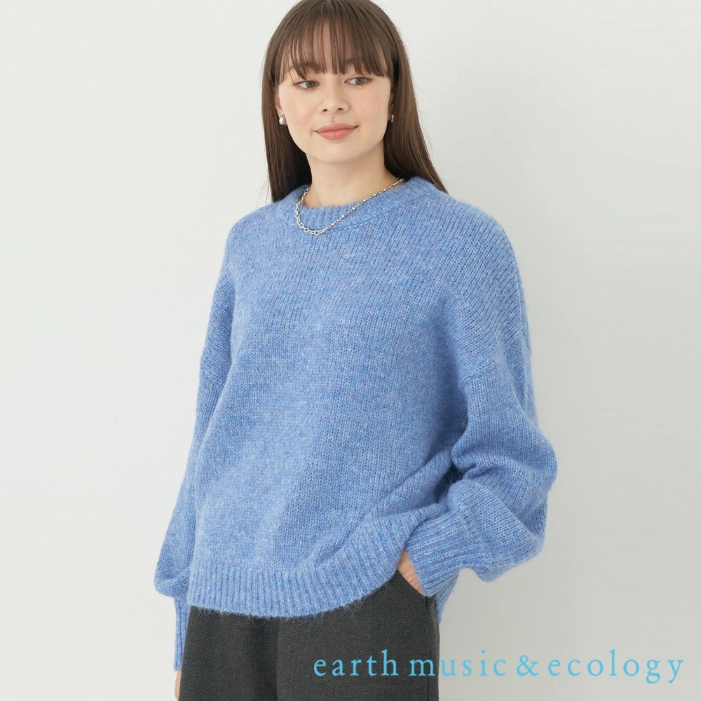 earth music  定番混紗圓領厚長袖針織衫