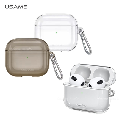 USAMS AirPods 3 第3代 清透冰川軟式保護套 保護殼(附金屬扣環)