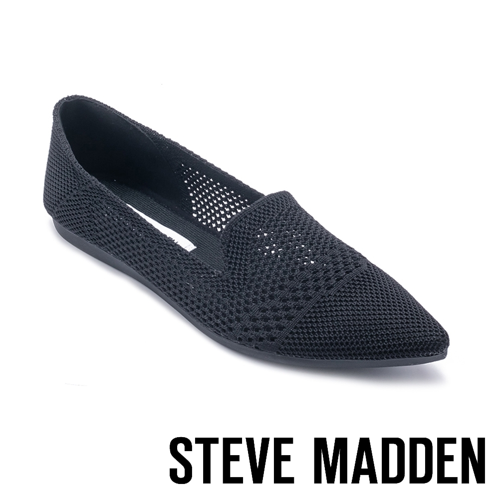 STEVE MADDEN-REPORT 清新雕花鏤空尖頭平底鞋-黑色