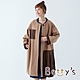 betty’s貝蒂思　設計款條紋拼色混羊毛大衣(深卡其) product thumbnail 1