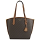 MICHAEL KORS JANE 皮革邊飾帆布肩背托特包(深咖) product thumbnail 1