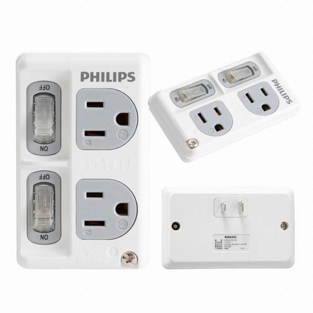 PHILIPS 二開二插電腦壁插 CHP3020W兩入組合