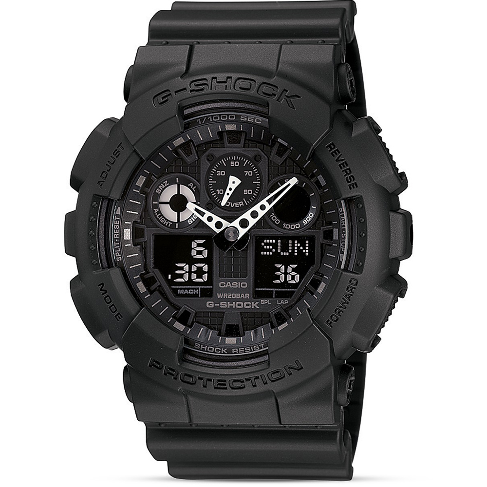 G-SHOCK 個性重型機械感Man運動錶(GA-100-1A1)-黑/55mm