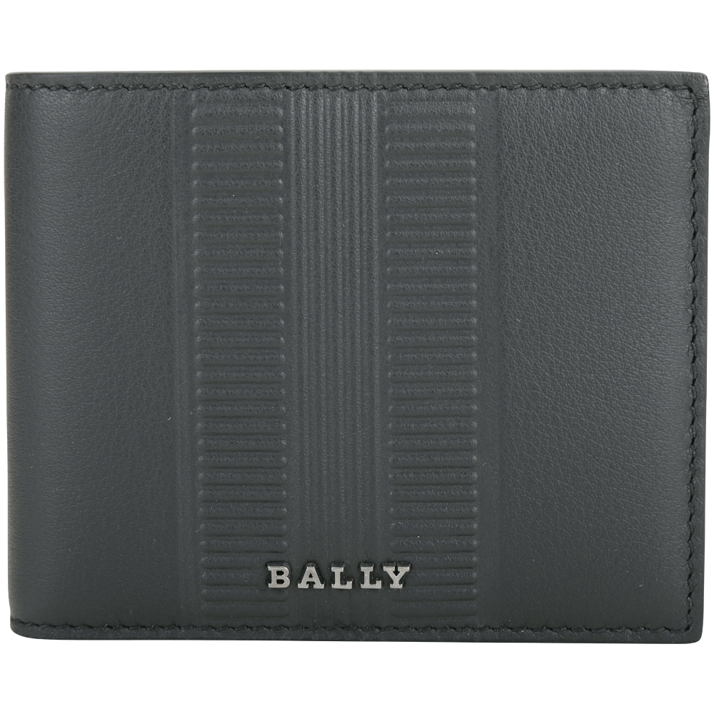 BALLY BEVYE.SH 金屬字母牛皮六卡對折短夾(深灰色)