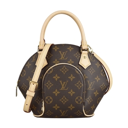 LV M46196  Ellipse PM老花LOGO Monogram帆布拉鍊手提斜背貝殼包(咖啡x米)