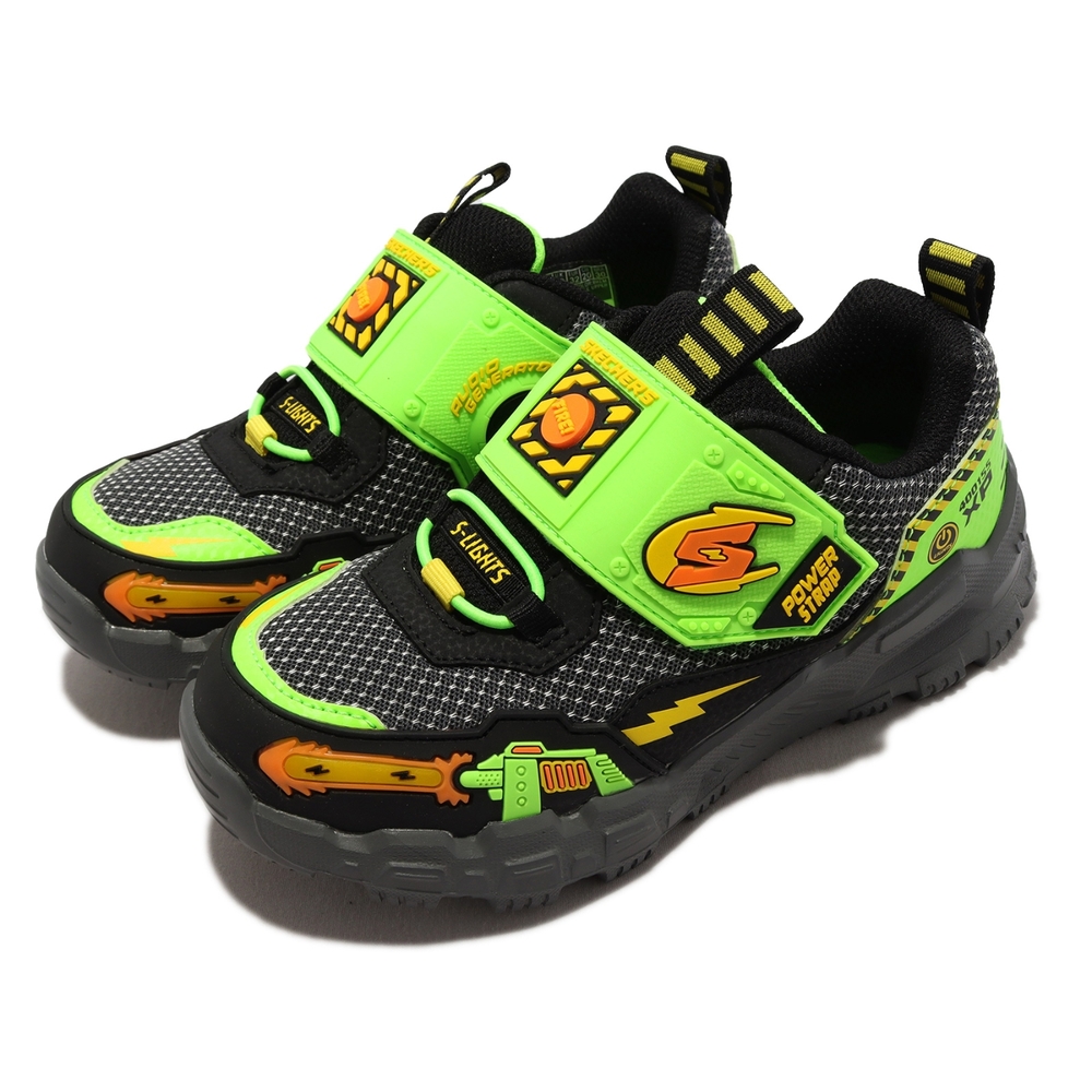 Skechers 兒童燈鞋 S Lights-Adventure Track 黑 綠 太空戰機 衝擊波射擊音效 發光 400155LBKLM