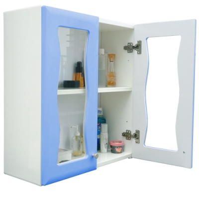 海灣雙門加深防水塑鋼浴櫃/置物櫃-藍色1入