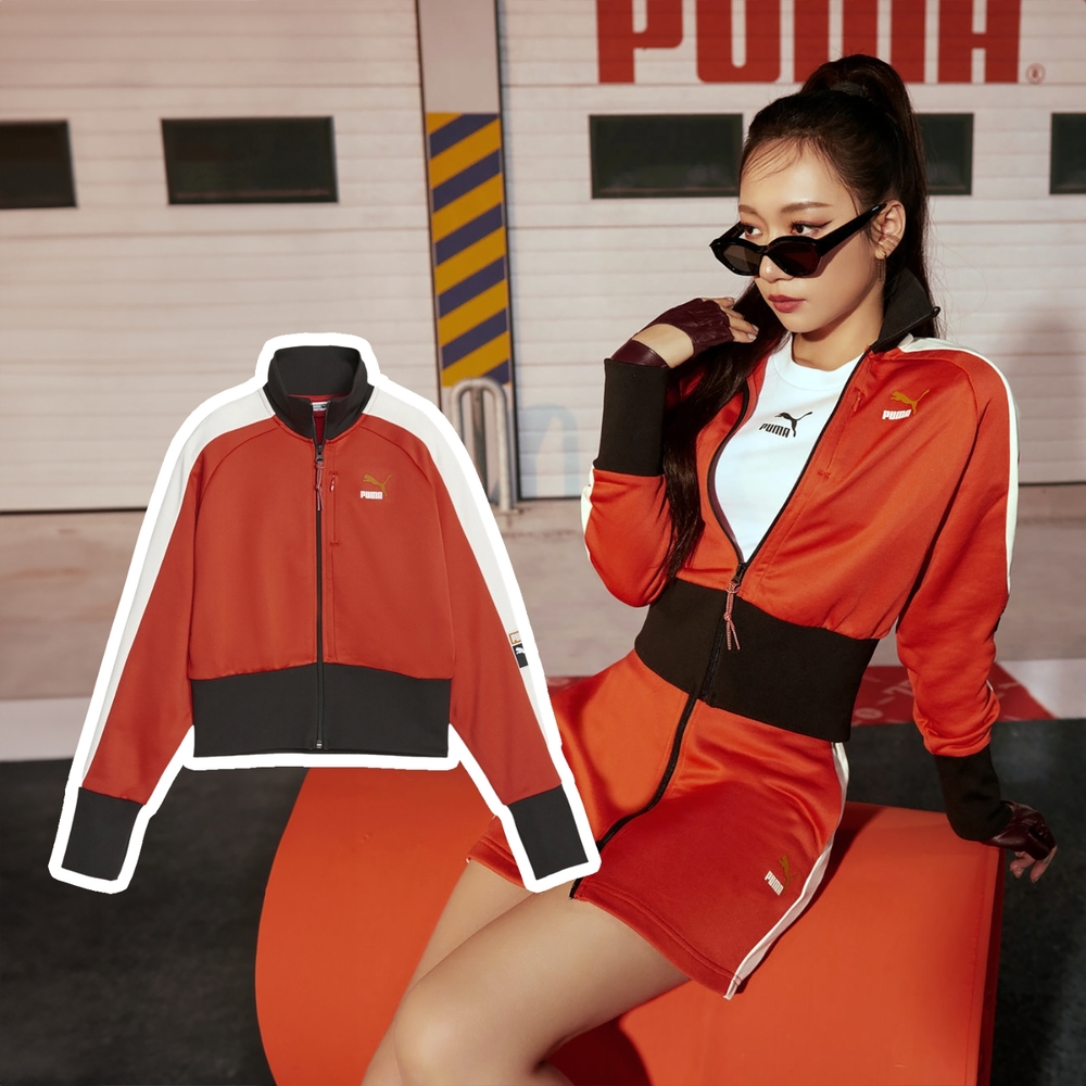 Puma 外套 Forward History 女款 黑 橘 立領 復古風 短版 吳卓源 著用款 75週年限定 62147539