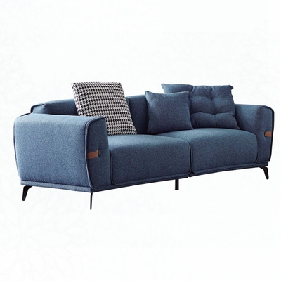 【文創集】奈吉亞藍透氣棉麻布三人座沙發椅-225x96xx88cm免組