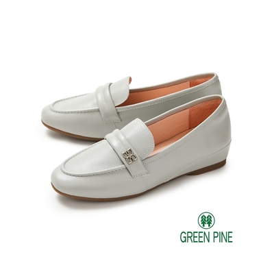 GREEN PINE全真皮樂福內增高輕量休閒鞋灰藍色(00310381)