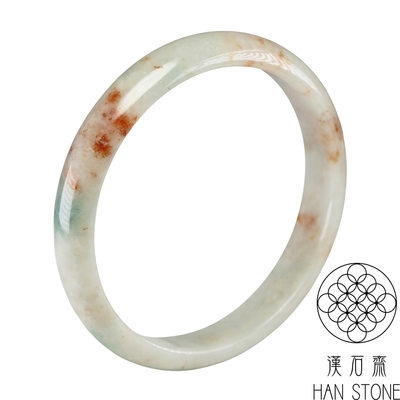 【漢石齋】天然翡翠A貨 手鐲玉鐲 飄花種灑金(手圍18.2/版寬10.9mm)