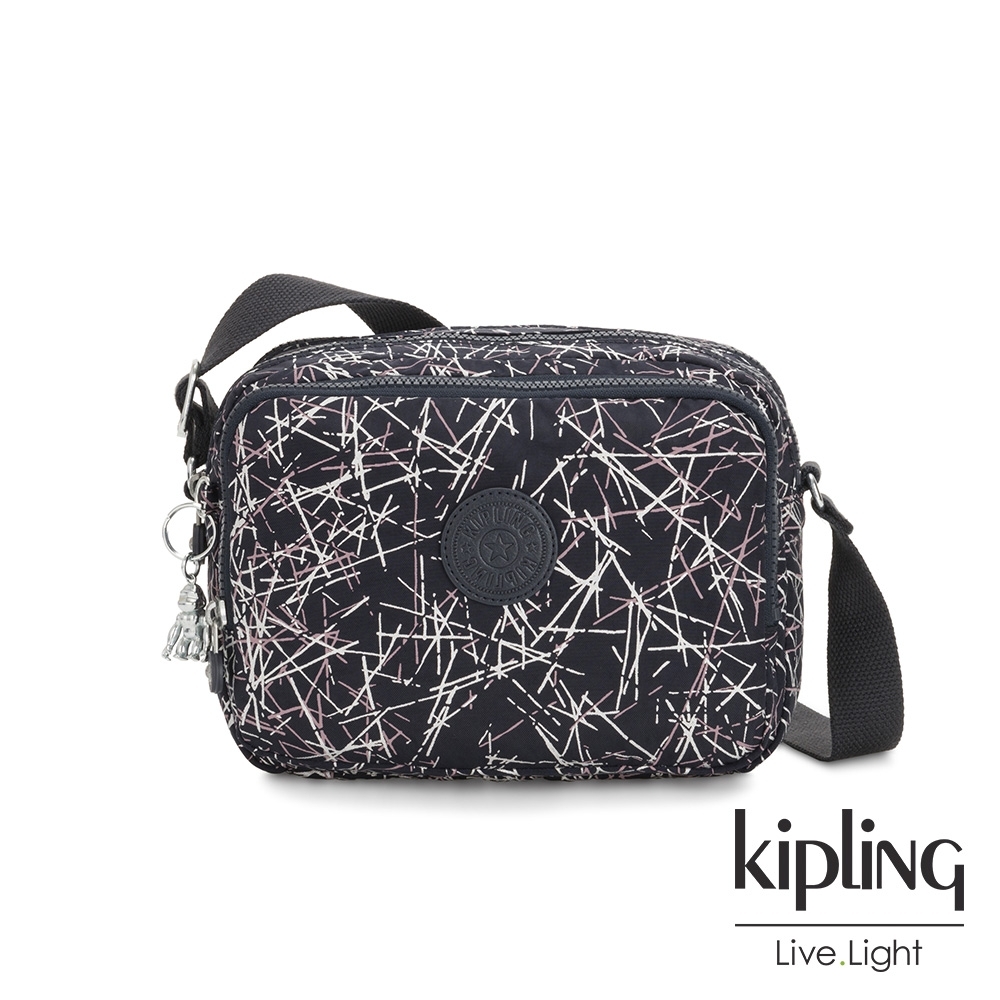 Kipling 英式粉白漆塗鴉雙層側背包-SILEN