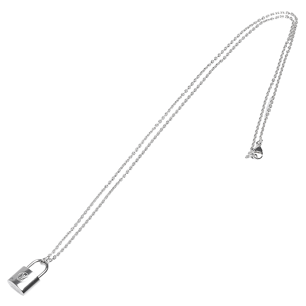 LOUIS VUITTON Silver Lockit Pendant Q93559 Sterling Silver Chain