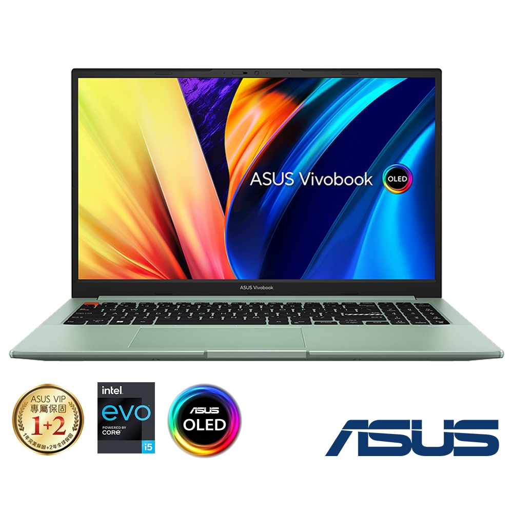 (搭外接1TB組合) ASUS S3502ZA 15吋筆電 (i5-12500H/16G/512G SSD/EVO/Vivobook 15 S OLED/初心綠)