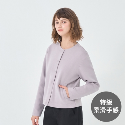 GIORDANO 女裝高彈力圓領外套 彈力空氣棉系列 - 76 迷蒙紫