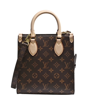 LV Louis Vuitton路易威登 M45847經典SAC PLAT BB系列Monogram帆布手提/斜背包