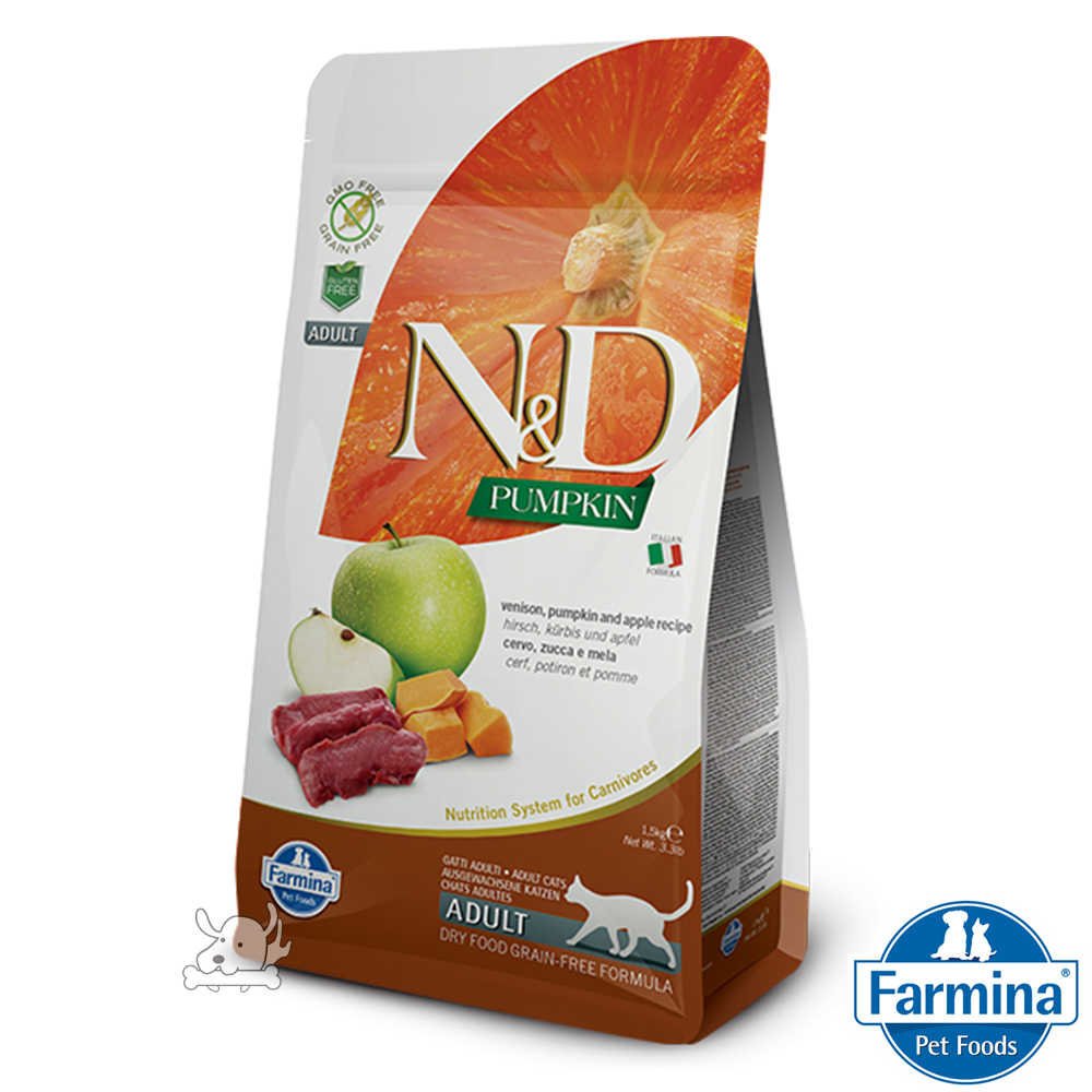 Farmina法米納 ND挑嘴成貓南瓜無穀糧-鹿肉蘋果(PC-02)1.5kg