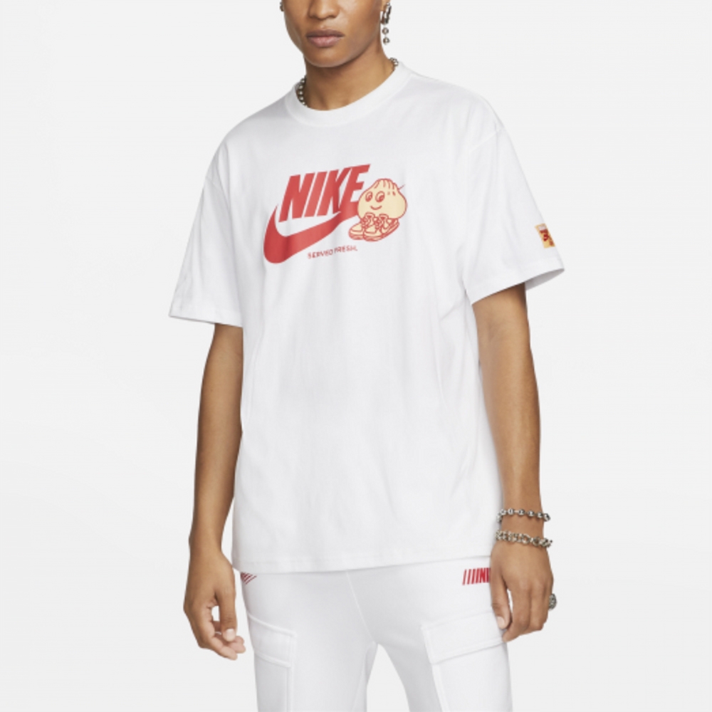 NIKE 上衣男款短袖上衣運動AS M NSW TEE M90 SOLE FOOD HBR 白FB9804